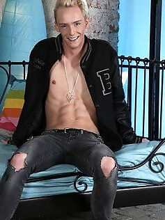 Sweet young gay Kris Blent demonstrates hot...